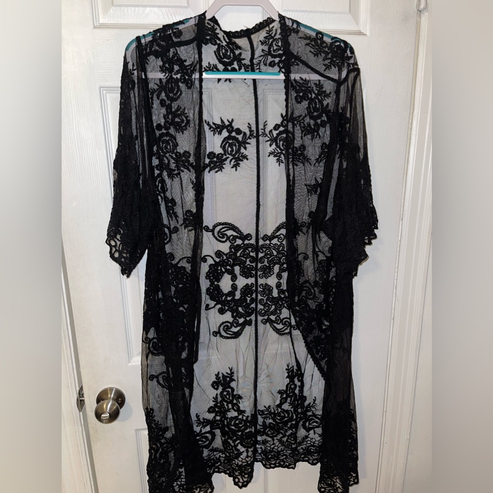 Transparent lace cardigan